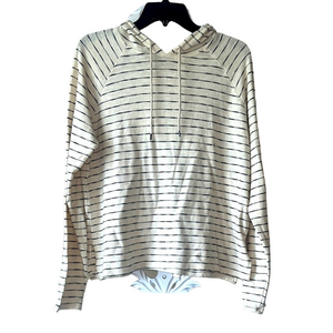 Aerie Cream and Black Striped hooded Sweatershirt